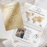 Mexiko - Reisepass für Hochzeiten - Weltkarte Einladung<br><div class="desc">Modernes und elegantes Mexico World Map Einladung Wedding Destination,  wie Pass.Golden Kompass Wappen mit Monogramm auf der Titelseite</div>