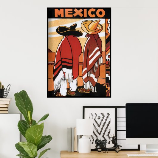 Mexiko ~ Reiseplakat Mexikaner Zarapes Poster (Heimbüro)