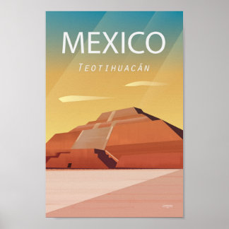 Mexiko Reiseplakat Teotihuacan Pyramide Poster