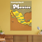 Mexiko-Retrokarte Leinwanddruck (Insitu (Wohnzimmer))
