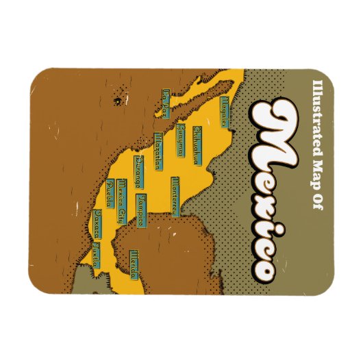 Mexiko-Retrokarte Magnet (Horizontal)