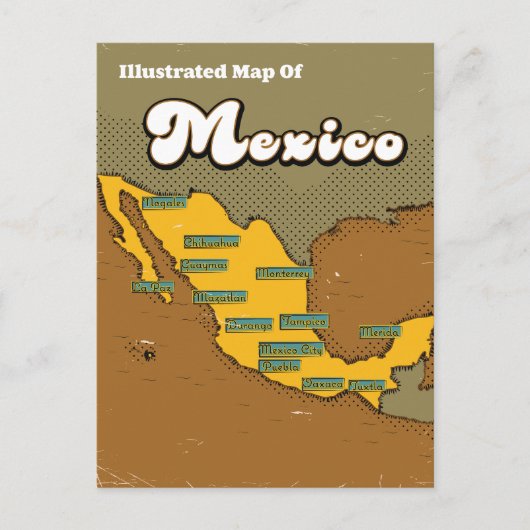 Mexiko-Retrokarte Postkarte (Vorderseite)