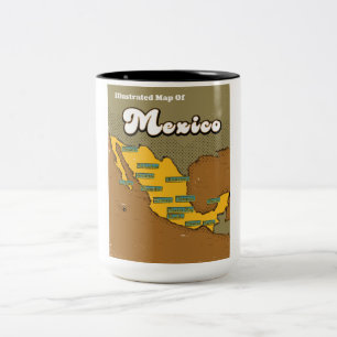 Mexiko-Retrokarte Zweifarbige Tasse