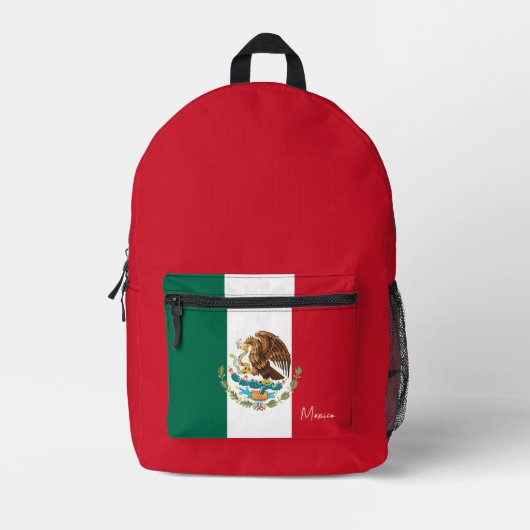 Mexiko, Roter Rucksack, mexikanische Flagge / patr Bedruckter Rucksack (Vorderseite)