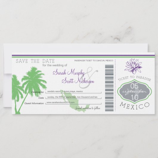 Mexiko Save the Date Boarding Pass (Vorderseite)