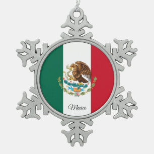 Mexiko-Schneeflocke, mexikanische Flagge Schneeflocken Zinn-Ornament