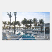 Mexiko Sonnenaufgang am Pool Rechteckiger Aufkleber (Vorderseite)