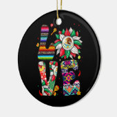 Mexiko Sonnenblumen Liebe mit mexikanischer Flagge Keramik Ornament (Links)