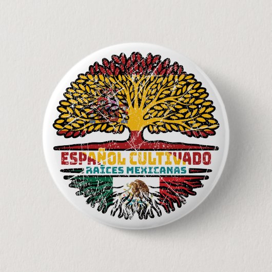 Mexiko - Spanien - Roots-Flagge Button (Vorderseite)