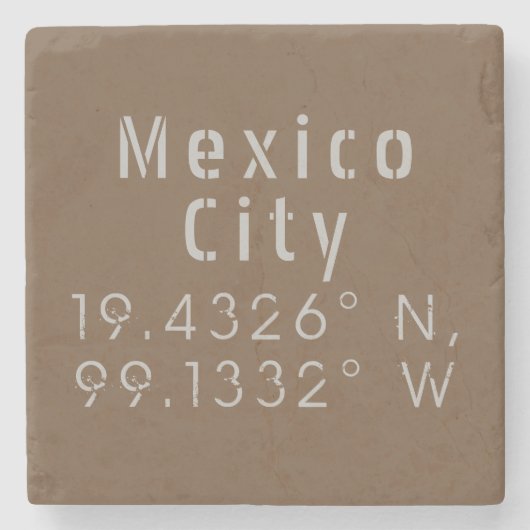 Mexiko Stadt Breitengrad und Länge Steinuntersetzer (Vorderseite)