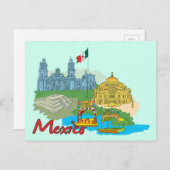 Mexiko Stadt, Mexiko Berühmte Stadt Postkarte (Vorne/Hinten)
