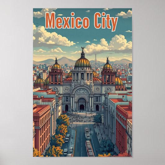 Mexiko-Stadt Mexiko Kunstreise Illustration Poster (Vorne)