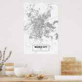 Mexiko-Stadt, Mexiko (schwarz auf weiß) Poster (Küche)