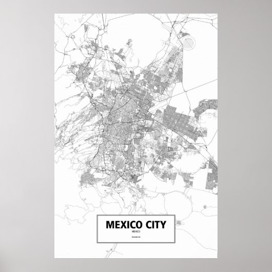 Mexiko-Stadt, Mexiko (schwarz auf weiß) Poster (Vorne)