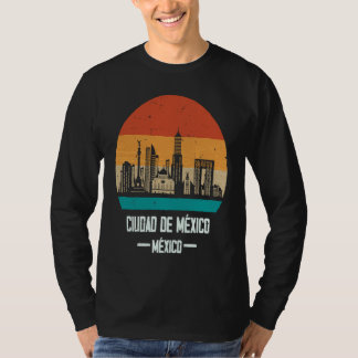 Mexiko-Stadt Retro Vintage Sonnenuntergang Skyline T-Shirt
