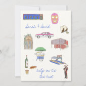 Mexiko-Stadt Save the Date mit Zeichnungen Einladung (Vorderseite)