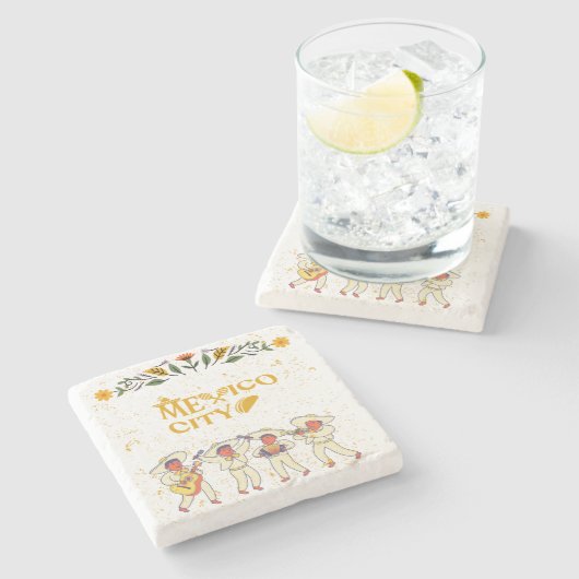 Mexiko-Stadt-Untersetzer Steinuntersetzer (Seitenansicht)