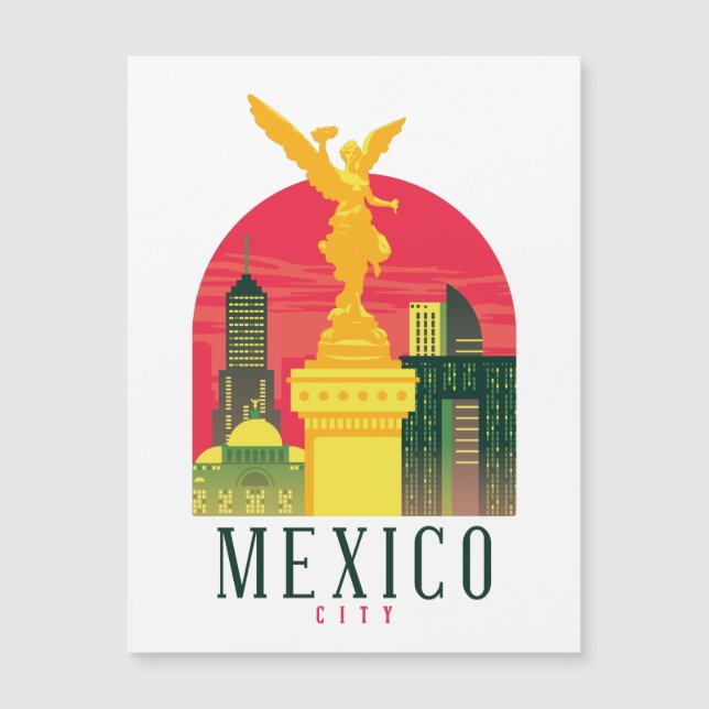 Mexiko-Stadt Vintage Magnetkarte (Vorderseite)