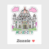 Mexiko Stadt Vinyl Sticker, Whimsical Bellas Artes Aufkleber (Blatt)