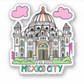 Mexiko Stadt Vinyl Sticker, Whimsical Bellas Artes Aufkleber (Vorderseite)