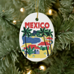 Mexiko Strand Szene im Vintage Stil Keramik Ornament