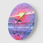 Mexiko Sunset 0909 Große Wanduhr (Winkel)