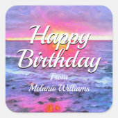 Mexiko Sunset Geburtstag 2009 Quadratischer Aufkleber (Vorderseite)