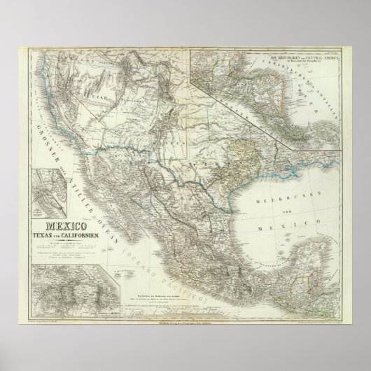 Mexiko, Texas, Kalifornien, C Amerika Poster (Vorne)