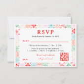 Mexiko Tropenfarbe QR Hochzeit in Urlaubsort RSVP Karte (Vorderseite)
