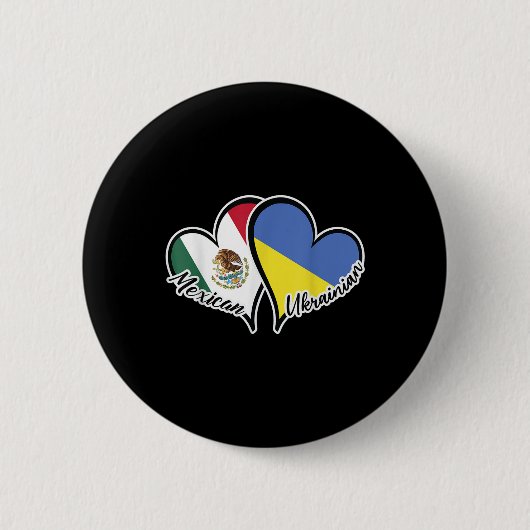 Mexiko Ukraine Flaggenherz Halb Mexikaner Hälfte Button (Vorderseite)