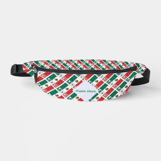 Mexiko und mexikanische Flagge gepflastertes Grün  Bauchtasche (Vorderseite)