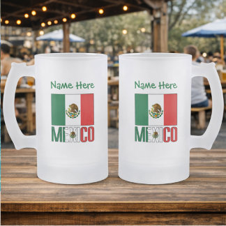 Mexiko und Mexiko: Grüne Persönlichkeit der Flagge Mattglas Bierglas