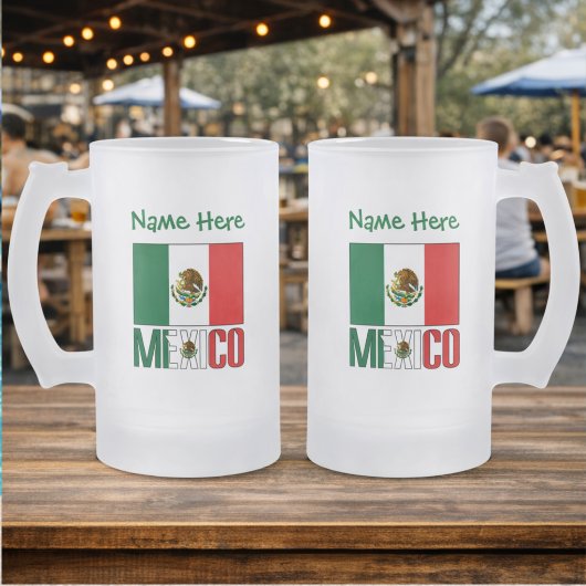 Mexiko und Mexiko: Grüne Persönlichkeit der Flagge Mattglas Bierglas