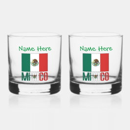 Mexiko und Mexiko: Grüne Persönlichkeit der Flagge Whiskyglas