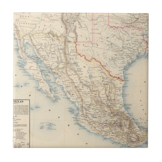 Mexiko- und Texas-Karte Fliese (Vorderseite)