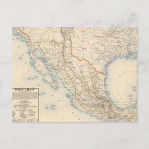 Mexiko- und Texas-Karte Postkarte