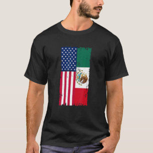 Mexiko USA Flagge Halbamerikanischer Halbmexikanis T-Shirt