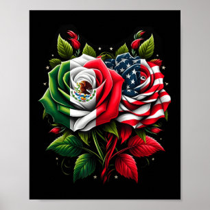 Mexiko-USA-Flagge mexikanische Flagge American Fla Poster