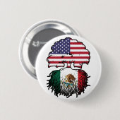 Mexiko USA Tree Roots Flag Button (Vorne & Hinten)