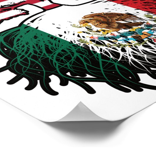 Mexiko USA Tree Roots Flag Poster (Ecke)
