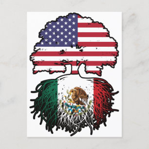 Mexiko USA Tree Roots Flag Postkarte