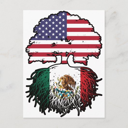 Mexiko USA Tree Roots Flag Postkarte (Vorderseite)