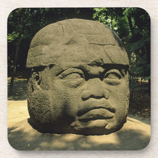 Mexiko, Villahermosa, riesiger Olmec-Kopf, La Vent Untersetzer (Vorderseite)