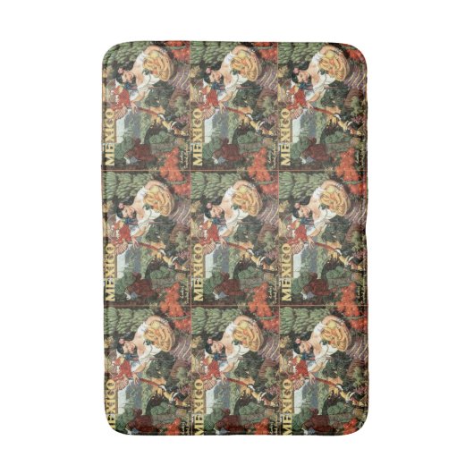 Mexiko Vintage Reiseplakatmatten Badematte (Vorderseite Vertikal)
