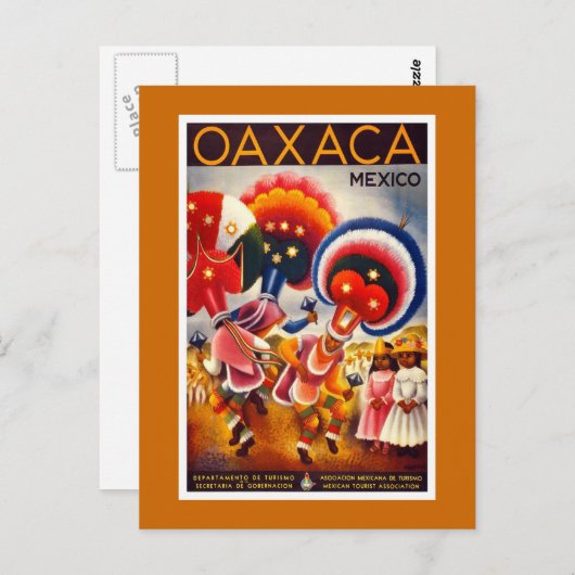 "Mexiko" Vintage Travel Poster Postkarte (Vorne/Hinten)