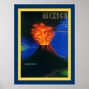 Mexiko ~ Volcan Paricutin ~ Vintage Travel Poster