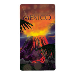 Mexiko Volcano Reiseplakat