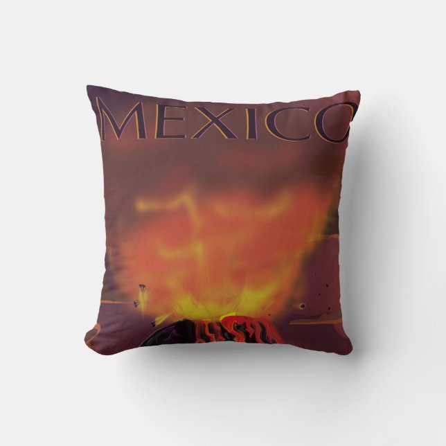 Mexiko Volcano Reiseplakat Kissen (Vorderseite)