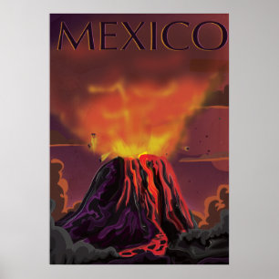 Mexiko Volcano Reiseplakat Poster