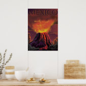Mexiko Volcano Reiseplakat Poster (Küche)